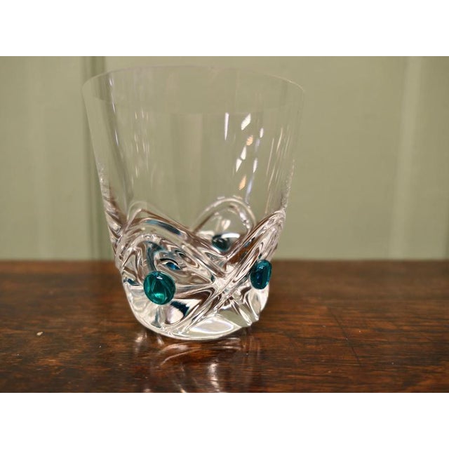 Floride Crystal and Turquoise Whiskey Tumblers and Assiette from Lalique, 1960, Set of 7 For Sale - Image 4 of 8