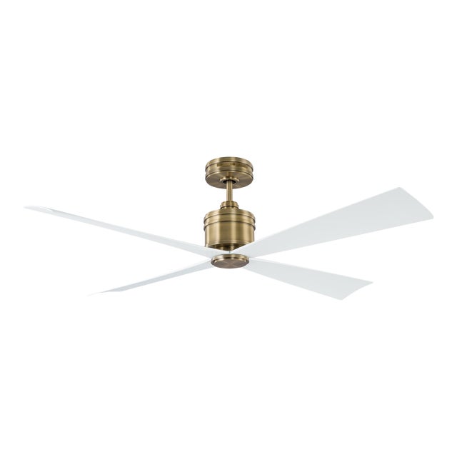 Chapman & Myers by Visual Comfort Fan Launceton 56" Ceiling Fan in Hand Rubbed Antique Brass and Matte White For Sale