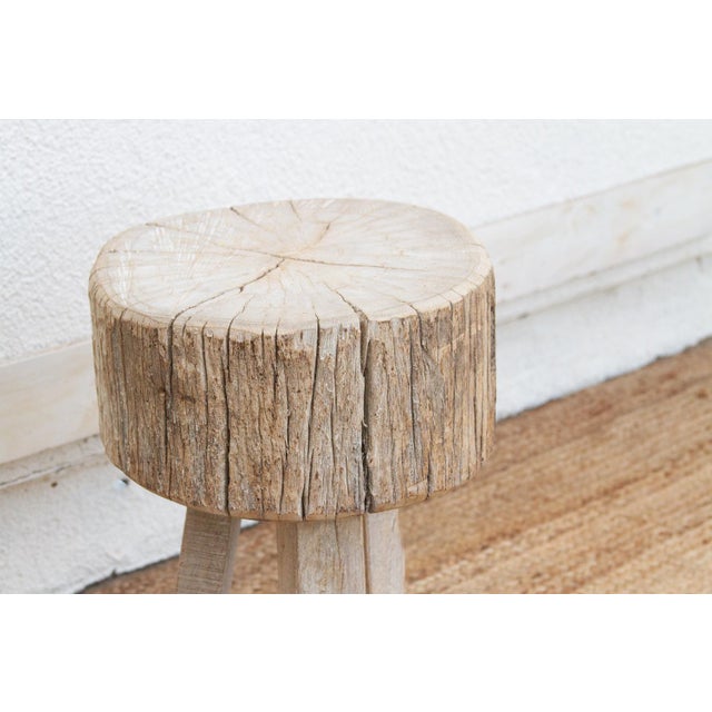Thick Top Rustic Round Side Table For Sale - Image 4 of 6