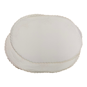 Antique Oval Placemats With Small Scalloped Edge- Set of 16