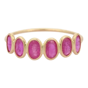 Ruby Half Eternity Band in 18 Karat Yellow Gold Size 7
