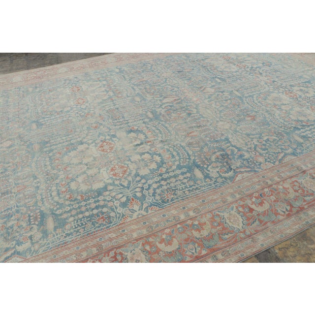 Rug & Kilim Oversized Antique Persian Sarouk in Blue With Geometric Patterns - Rug & Kilim For Sale - Image 4 of 9