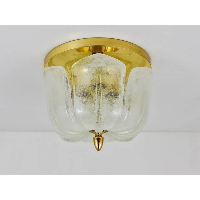 Mid-Century Brass and Glass Flush Mount from Limburg, Germany, 1970s For Sale - Image 6 of 11