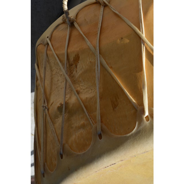Set of 2, 1970s Native American Style Pow Pow Taos Pueblo Rawhide / Skin & Wood Large Round Drum & Mallet For Sale - Image 11 of 15