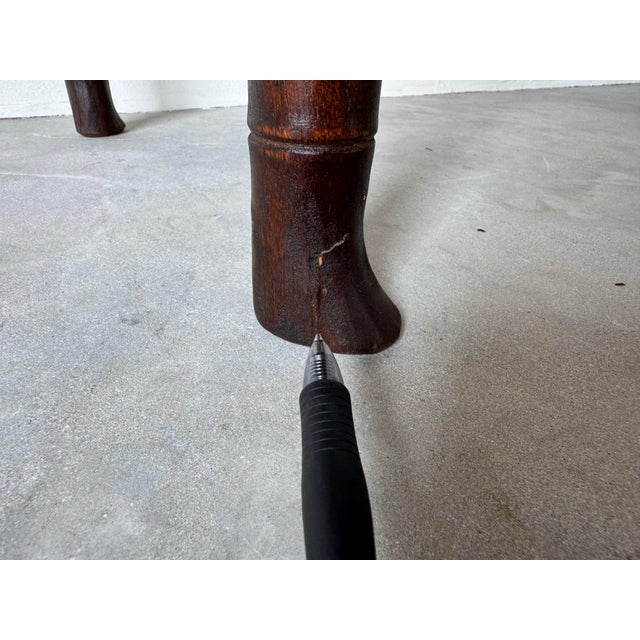 Vintage Carved Mahogany Faux Bamboo One-Drawer Accent Table For Sale - Image 12 of 12