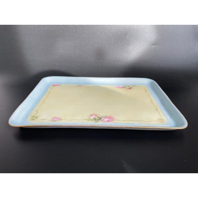 Antique Royal Bayreuth (Königlich privilegierte Porzellanfabrik Tettau) Bavarian Porcelain Dresser Tray. Hand painted...