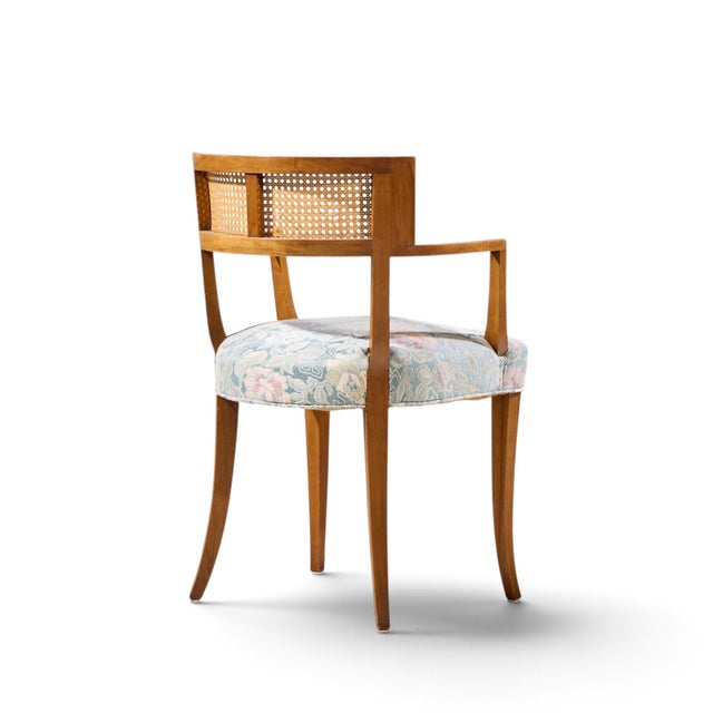 Wood Michael Taylor for Baker Klismos Mid Century Cane Armed Dining Chair For Sale - Image 7 of 9