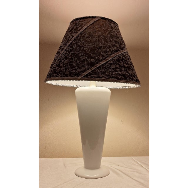Vintage Table Lamp with White Ceramic Base, 1980s For Sale - Image 3 of 7