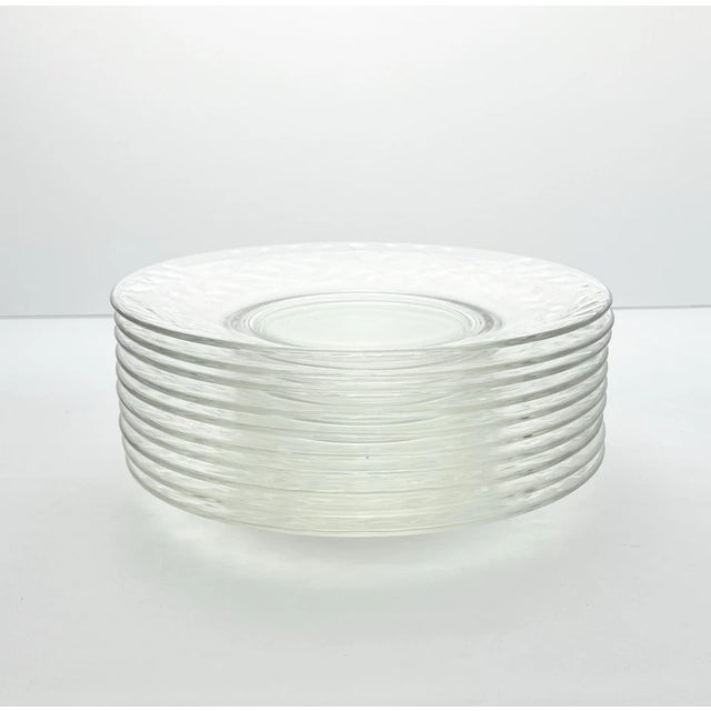 Mid-Century Modern 1940s Vintage Mid-Century Modern Etched Glass Salad or Luncheon Plates Laurel Leaves - Set of 10 For Sale - Image 3 of 6