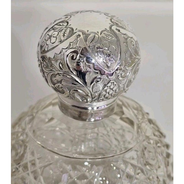 Early 20th Century Antique Art Nouveau Cut Glass Scent Bottle from Henry Bushell & Co, Birmingham, 1902 For Sale - Image 5 of 18