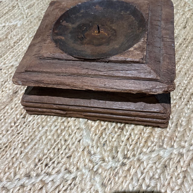1990s Woodblock Candle Holder For Sale - Image 5 of 6
