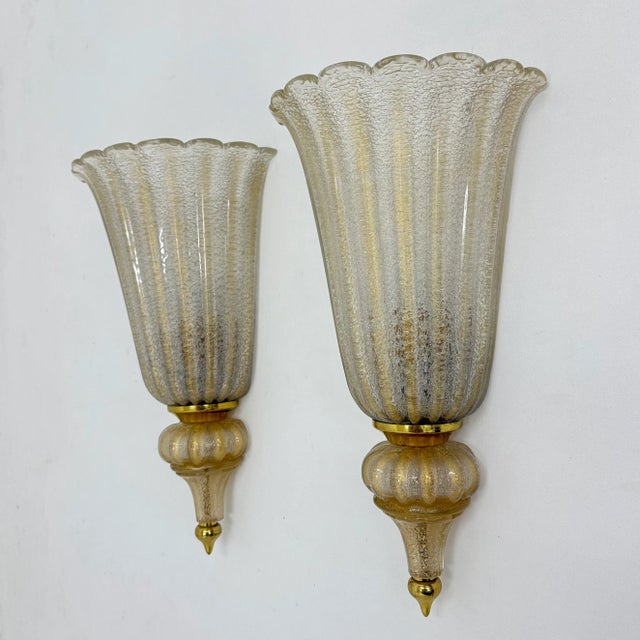 Metal Wall Lamps Sconce Murano Glass from Barovier & Toso, 1970s, Set of 2 For Sale - Image 7 of 18