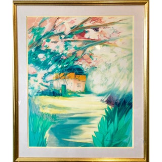 Claude Hemeret, French Modernist Vivid Bright Fauvist Landscape Watercolor Gouache Painting, c.1970 For Sale