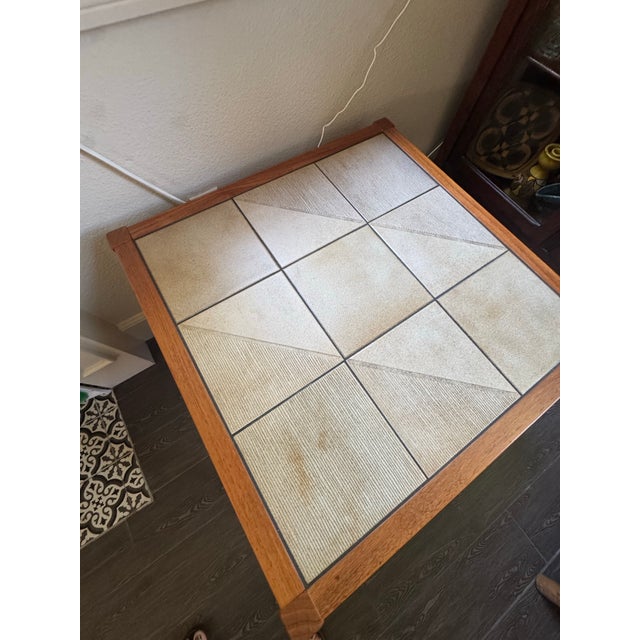 Mid-Century Modern Mid Century Danish (Gangso Mobler) Teak & Relief-Carved Tile End/ Coffee Table For Sale - Image 3 of 12