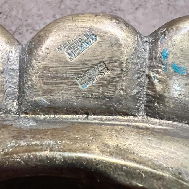 1950s 1950s MCM Pepe Mendoza Ashtray Brass Malachite Mexico For Sale - Image 5 of 5