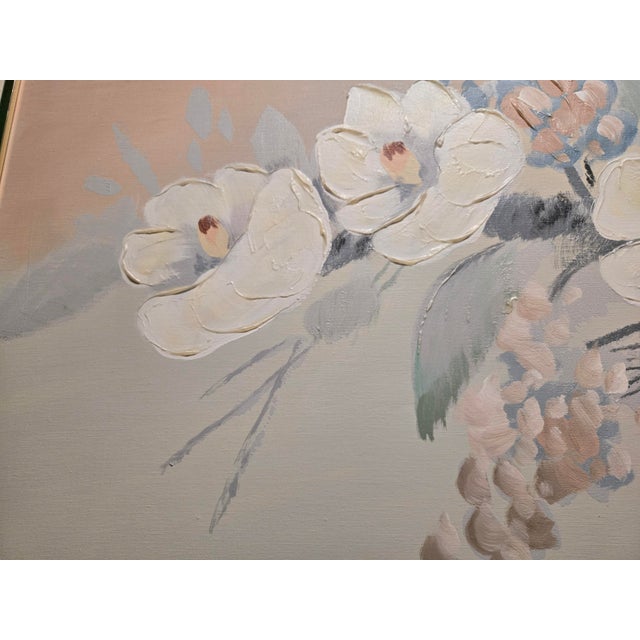 Pink 1980s Vanguard Studios Floral Original Signed Painting Lee Reynolds For Sale - Image 8 of 12