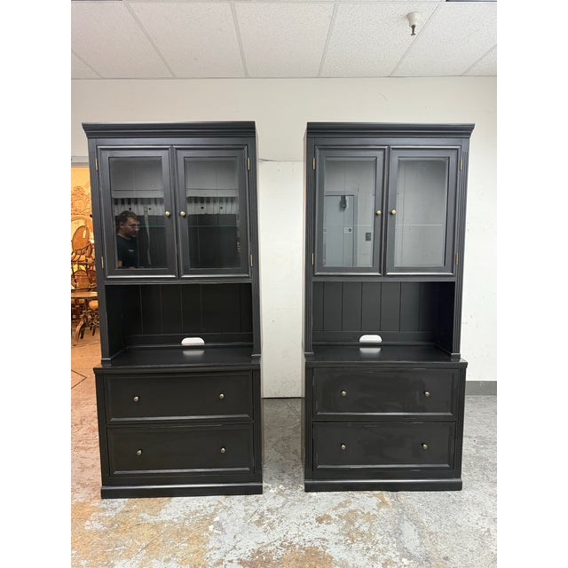 Design Plus Gallery presents a Pair of Tuscan File Console + Hutches from Ballard Designs. These matching two-piece...