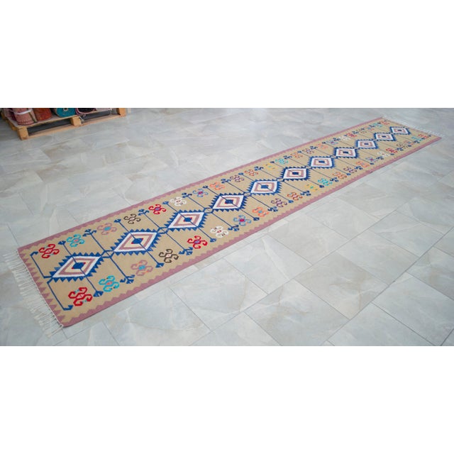 Hand Woven Silk Runner Rug . Traditional Anatolian Design Hallway Long Runner Rug Stair Runner New - 2′8″ X 14′4″ For Sale - Image 4 of 15