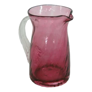 Pilgrim Style Cranberry Glass Miniature Pitcher with Clear Handle