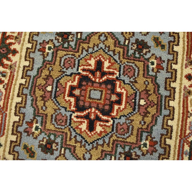 Blue Heriz Runner 2’6” X 9’10” Blue Wool Tribal Hand-Knotted Oriental Rug For Sale - Image 8 of 12