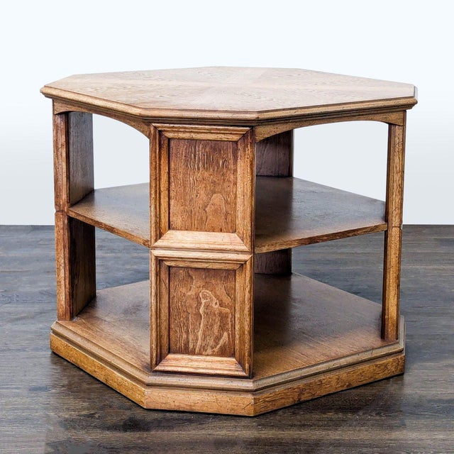 Vintage Octagonal Wood End Table With Open Shelf For Sale - Image 4 of 6