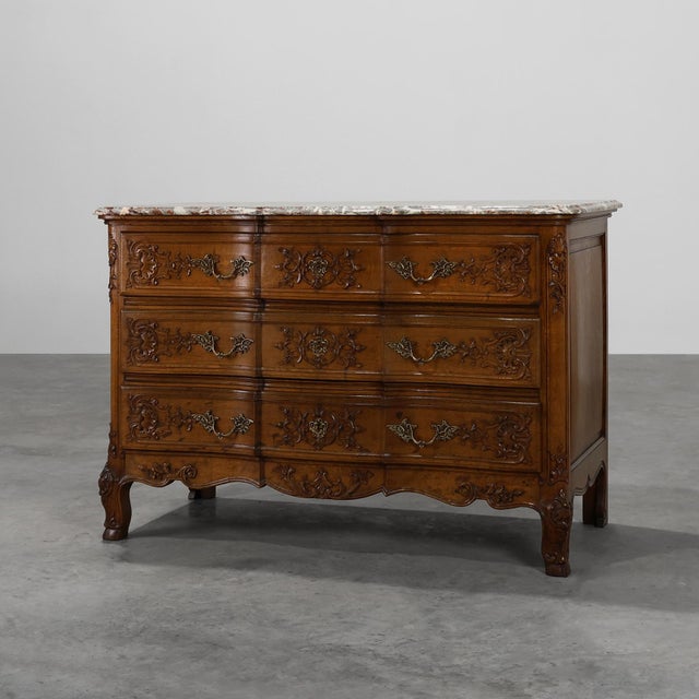18th Century Louis XV Oak and Marble Chest of Drawers, France For Sale - Image 16 of 16