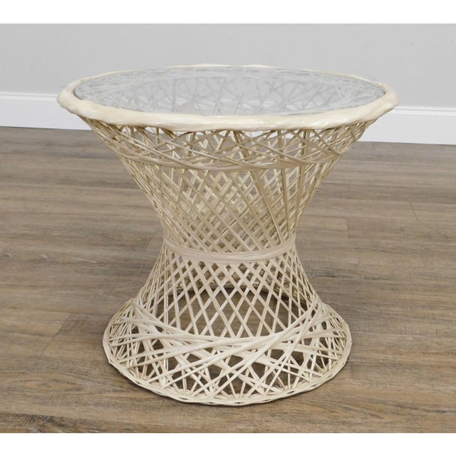 Russell Woodard Spun Fiberglass Mid Century Modern Round Glass Top Side