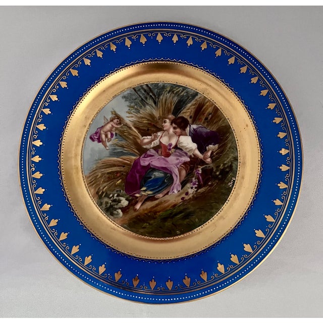 Late 19th Century Pair of 19th-C. Royal Vienna Style 10.5" Cobalt & Gilt Cabinet Plates - Signed Berg & K. Rädler For Sale - Image 5 of 14