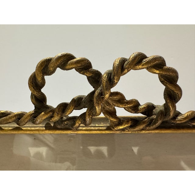 American Vintage Ornate Gilt Metal Bow Tassel Picture Frame 8 X 10 For Sale - Image 3 of 9