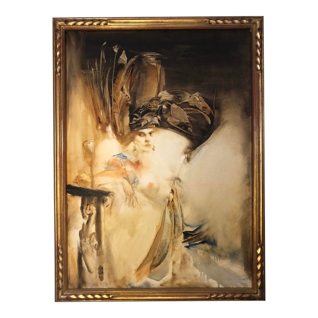 Feather Headdress by Alexander Doglikh, Acrylic on Canvas, 2001, 30" X 22" Framed For Sale