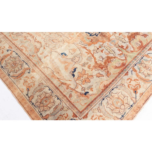 Persian Early 20th Century Persian Tabriz Botanic Handmade Wool Rug For Sale - Image 3 of 9