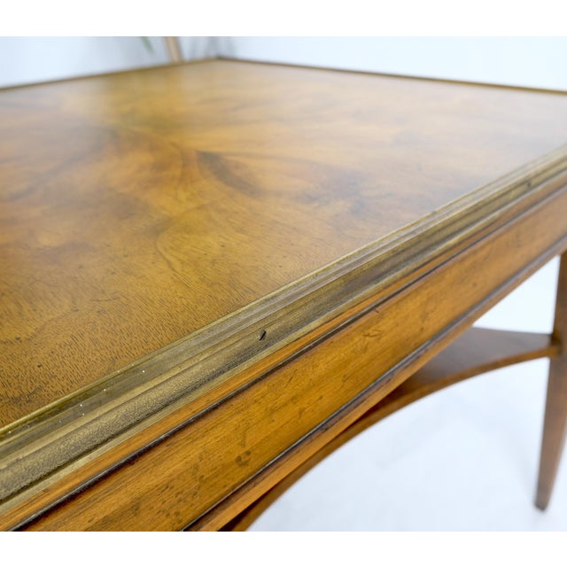 Baker Burl Walnut Square Brass Gallery Top Drawer Side Lamp Table Night Stand For Sale - Image 18 of 18