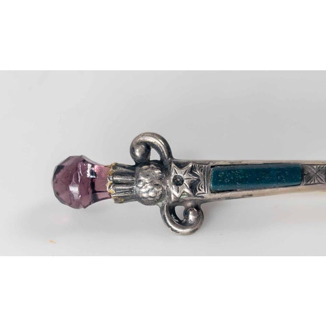 English Early 20th Century English Scottish Sterling Silver Dirk Pin With Jasper and Amethyst Glass For Sale - Image 3 of 9
