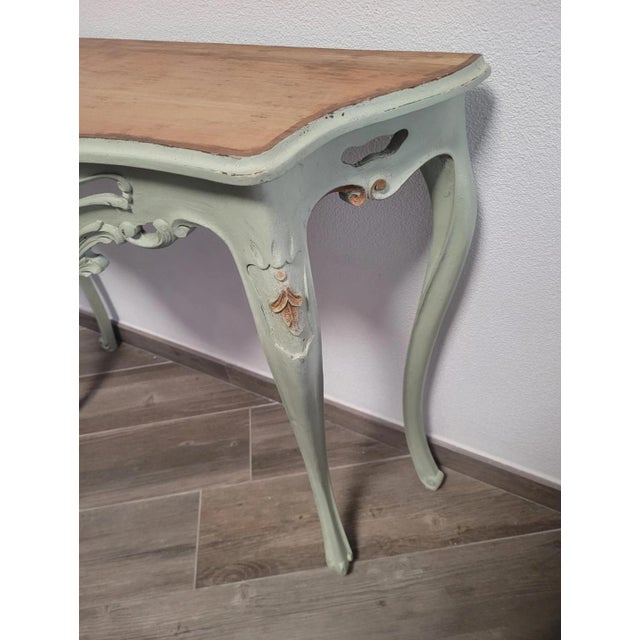 Chartreuse Lacquered Louis XV Style Entrance Console Table For Sale - Image 8 of 12