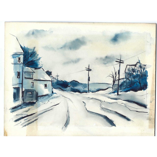 Mid-Century Modern 1960s Arthur Sembler Town Painting For Sale - Image 3 of 3