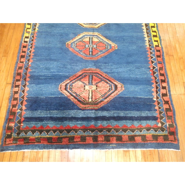 Asian Antique Vintage Cobalt Blue Turkish Anatolian Gallery Rug For Sale - Image 3 of 8