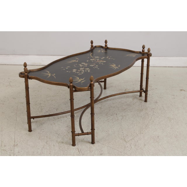 Traditional Stunning Bamboo Form Hand Painted Bird Motif Coffee Table For Sale - Image 3 of 18