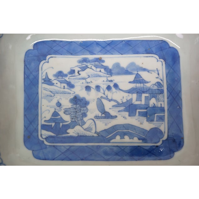Antique Chinese Export Canton Blue White Serving Platter & Vegetable Tureens For Sale - Image 10 of 18