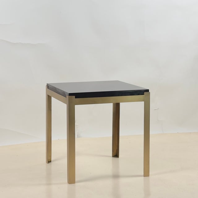 In-Stock Pair of Black Lacquer and Brass 'Caisson' Side Tables by Design Frères For Sale In Los Angeles - Image 6 of 8