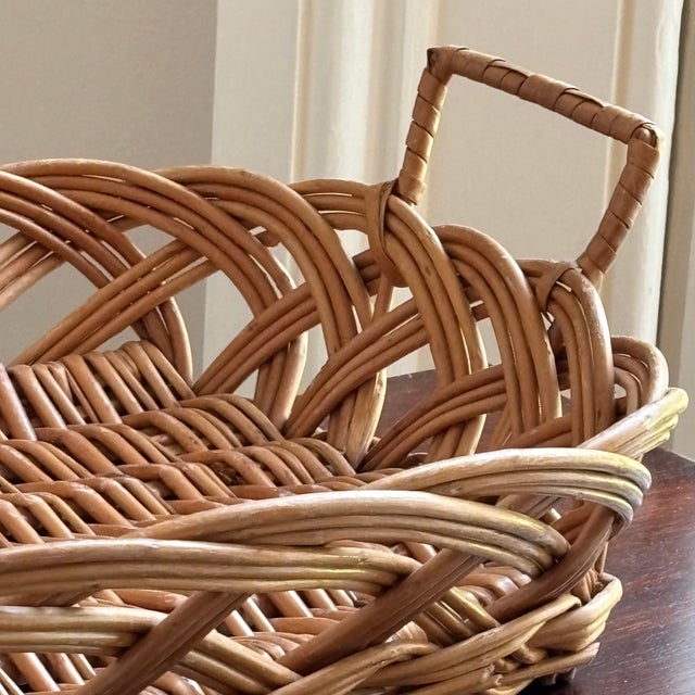 Tan Mid-20th Century Mediterranean-Style Openwork Basket Tray For Sale - Image 8 of 12