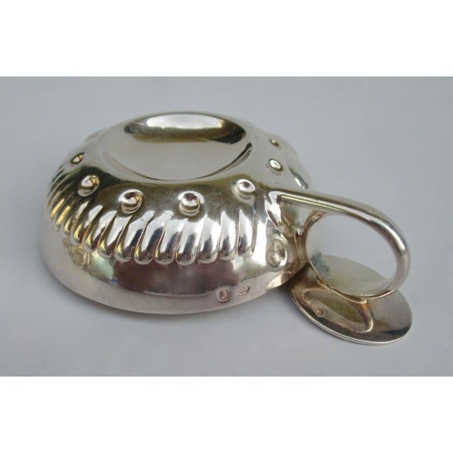 Vintage C.1930's-50's French Sterling Silver Over Copper Sommelier Wine Tastevin Cup and Silver Chain For Sale - Image 10 of 12