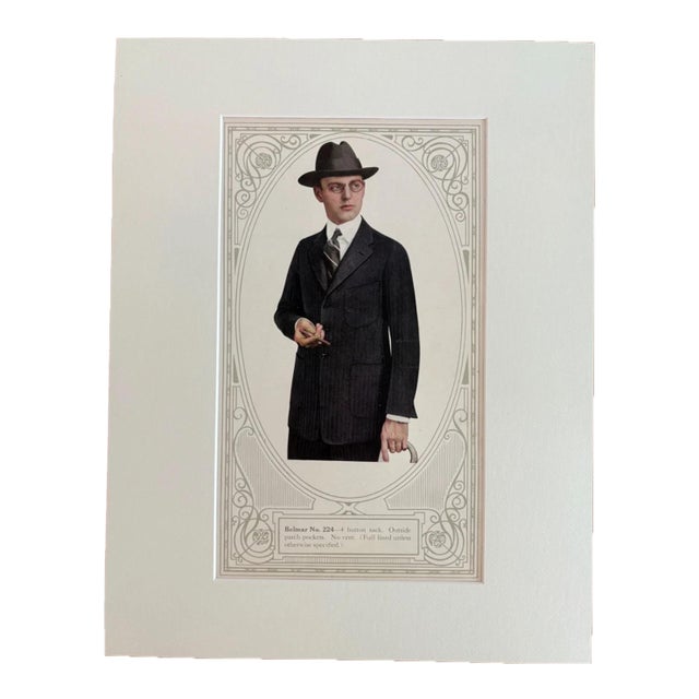 Antique Men's Print from "Collegian Custom Clothes" Catalog 1921, in 14x18 Mat, 8 For Sale
