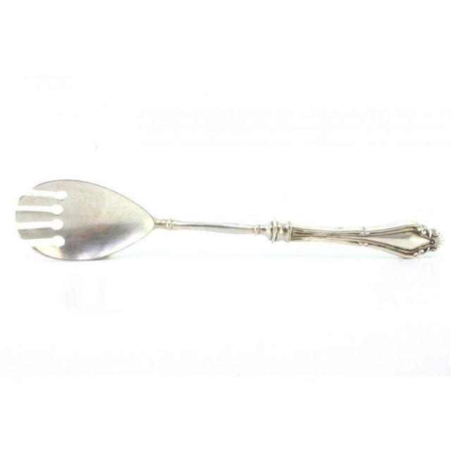 Silver Spaghetti Spoon with Stylized Handle and Shells Embossed Ladle For Sale - Image 3 of 6