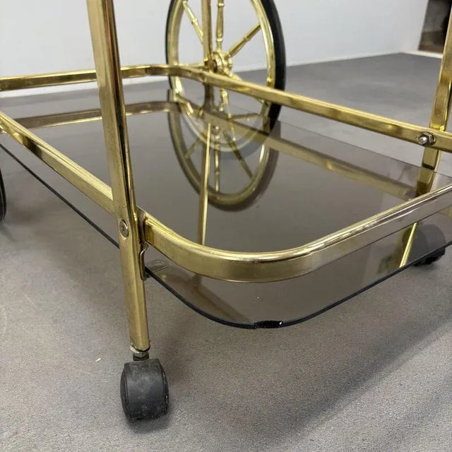 Mid-Century Modern German Brass Serving Trolley, 1970s For Sale - Image 10 of 12