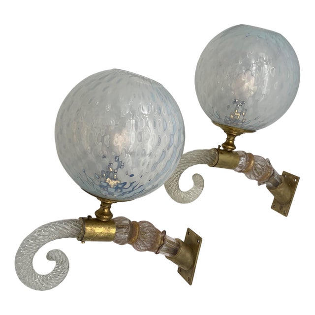 Glass Wall Lights by Seguso, 1960, Set of 2 For Sale