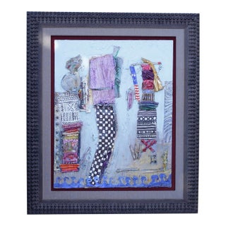 1990s Framed Jazz Musician Painting by Pashyanti Carole Hand For Sale