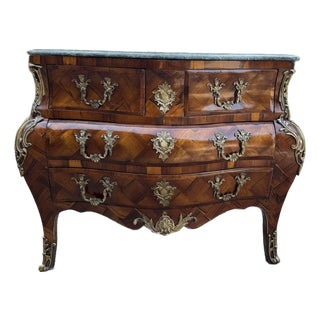 1860s French Louis XVI Mahogany Green Marble Commode For Sale