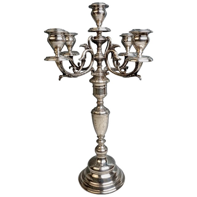 Viennese Art Nouveau Silver 5-Light Candelabra by Josef Kurzweil, 1900s For Sale