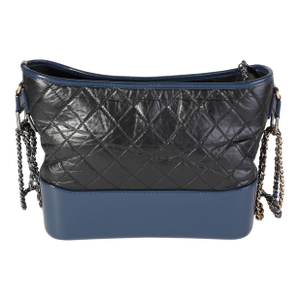Black & Blue Quilted Aged Calfskin Large Gabrielle Hobo