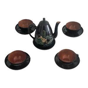 1930s Japanese Art Deco Tea Set for Four People - 5 Pieces